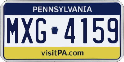 PA license plate MXG4159