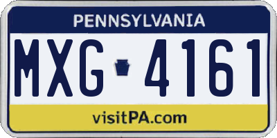 PA license plate MXG4161