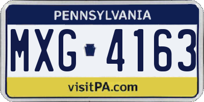 PA license plate MXG4163