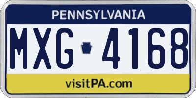 PA license plate MXG4168