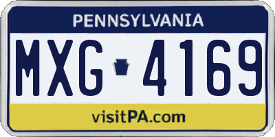 PA license plate MXG4169