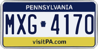 PA license plate MXG4170