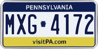 PA license plate MXG4172