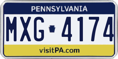 PA license plate MXG4174