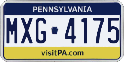 PA license plate MXG4175