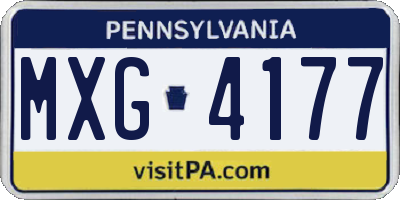 PA license plate MXG4177