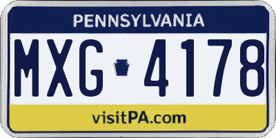 PA license plate MXG4178