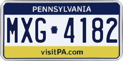 PA license plate MXG4182