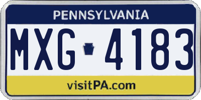 PA license plate MXG4183
