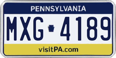 PA license plate MXG4189