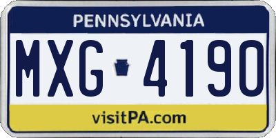 PA license plate MXG4190