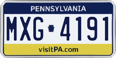 PA license plate MXG4191