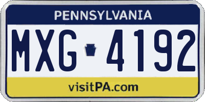 PA license plate MXG4192