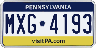 PA license plate MXG4193