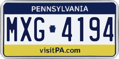 PA license plate MXG4194