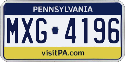 PA license plate MXG4196