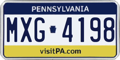 PA license plate MXG4198