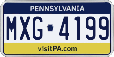 PA license plate MXG4199