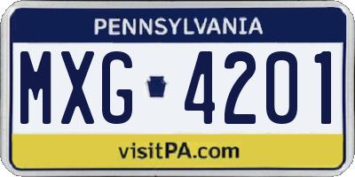 PA license plate MXG4201