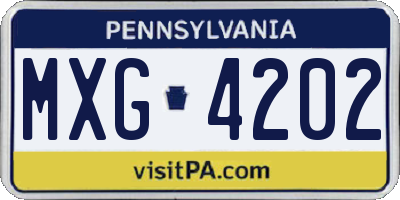 PA license plate MXG4202