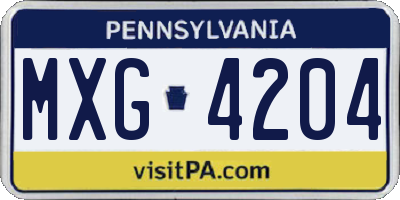 PA license plate MXG4204