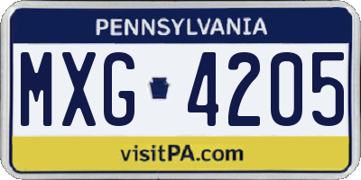 PA license plate MXG4205