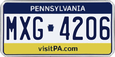 PA license plate MXG4206