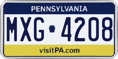 PA license plate MXG4208