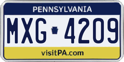 PA license plate MXG4209