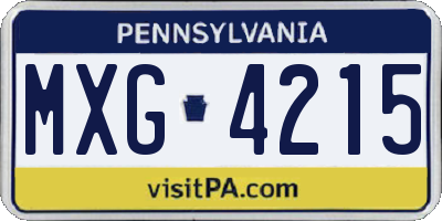 PA license plate MXG4215
