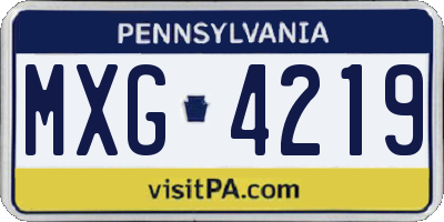 PA license plate MXG4219