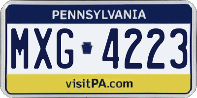PA license plate MXG4223