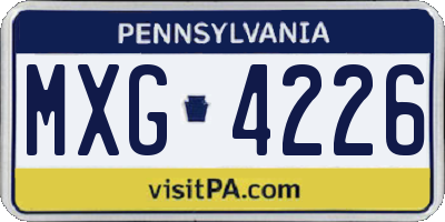 PA license plate MXG4226
