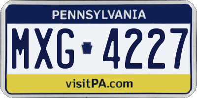 PA license plate MXG4227
