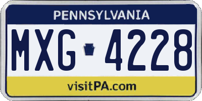 PA license plate MXG4228