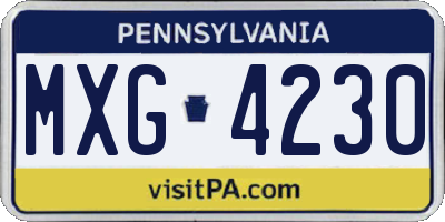 PA license plate MXG4230