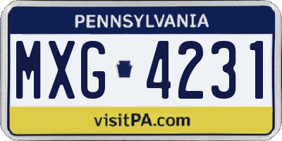 PA license plate MXG4231