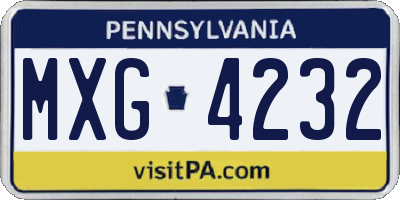 PA license plate MXG4232