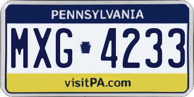 PA license plate MXG4233