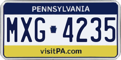 PA license plate MXG4235