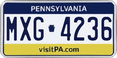PA license plate MXG4236