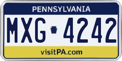 PA license plate MXG4242