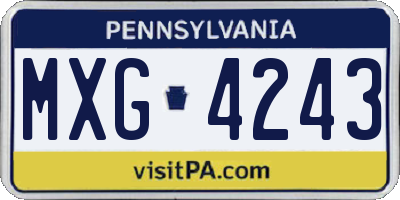 PA license plate MXG4243