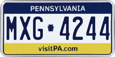 PA license plate MXG4244