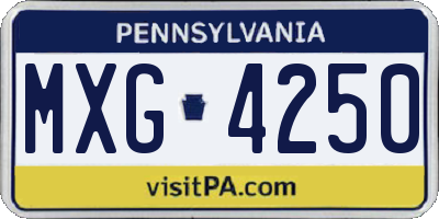 PA license plate MXG4250