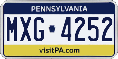 PA license plate MXG4252