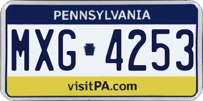 PA license plate MXG4253
