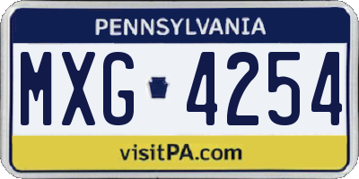 PA license plate MXG4254