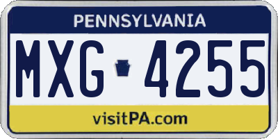 PA license plate MXG4255