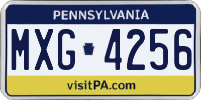 PA license plate MXG4256